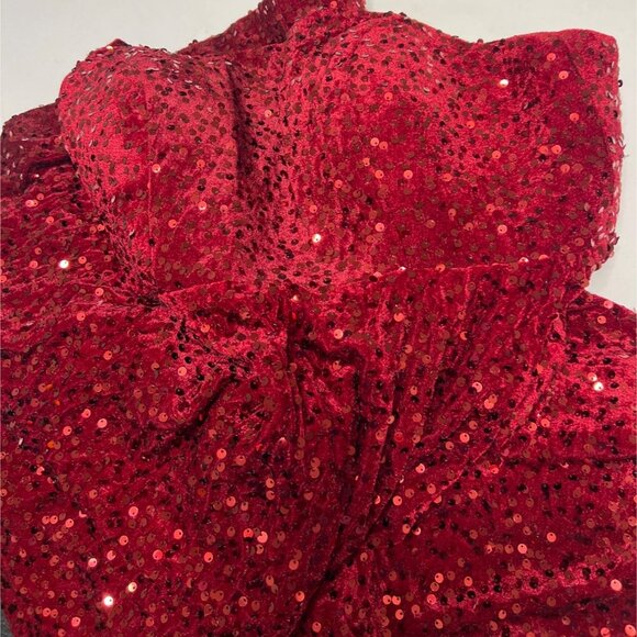 Red Sequin Mini Dress Graduation Party Dress Size 12 w pockets spaghetti straps - Picture 8 of 11